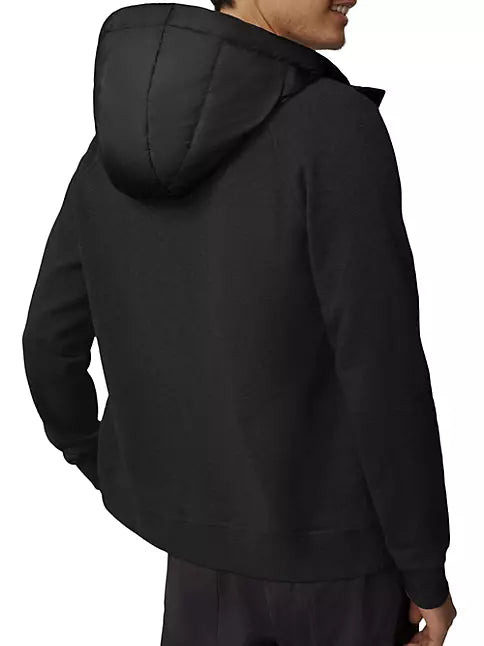 Canada Goose Hybridge Huron Full Zip Contrast Trim Hoodie in Black