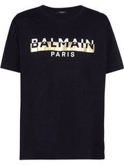 Balmain Foil Logo-Print T-Shirt in Black