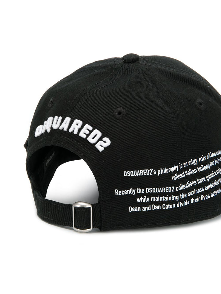 Dsquared2 ICONIC Embroidered Logo Baseball Cap in Black