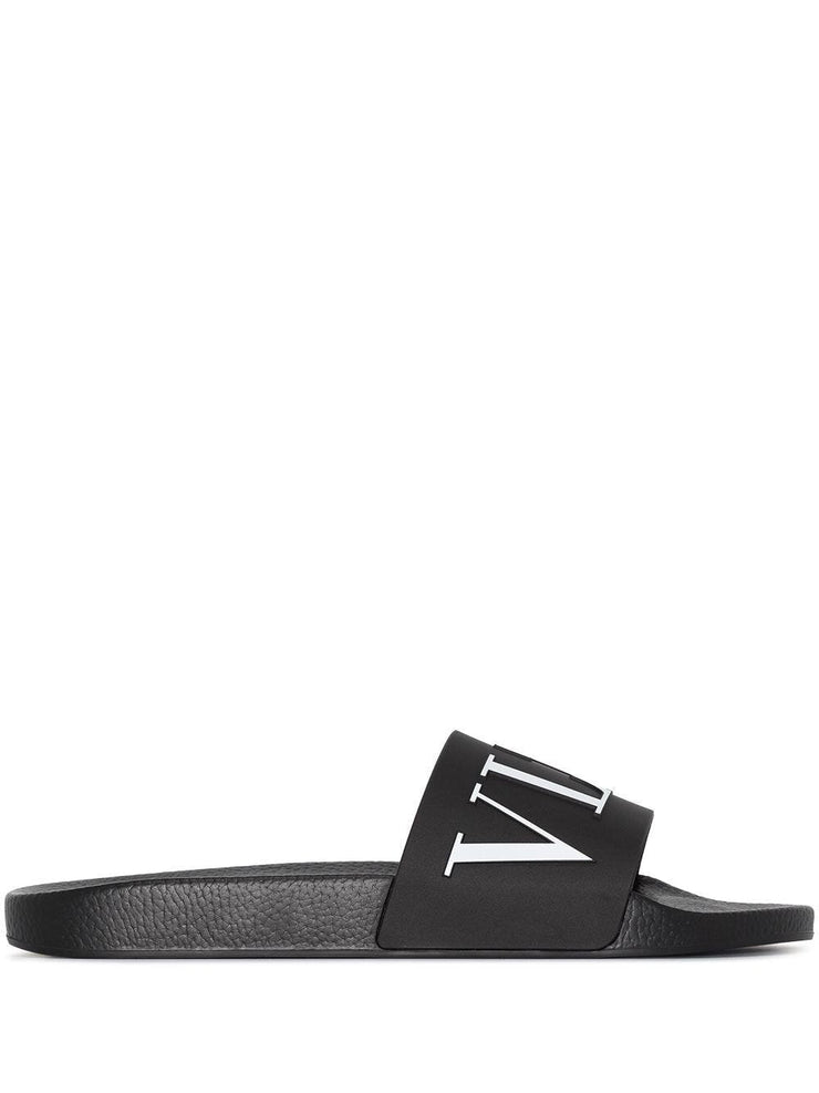 Valentino Garavani VLTN-print Sliders Black