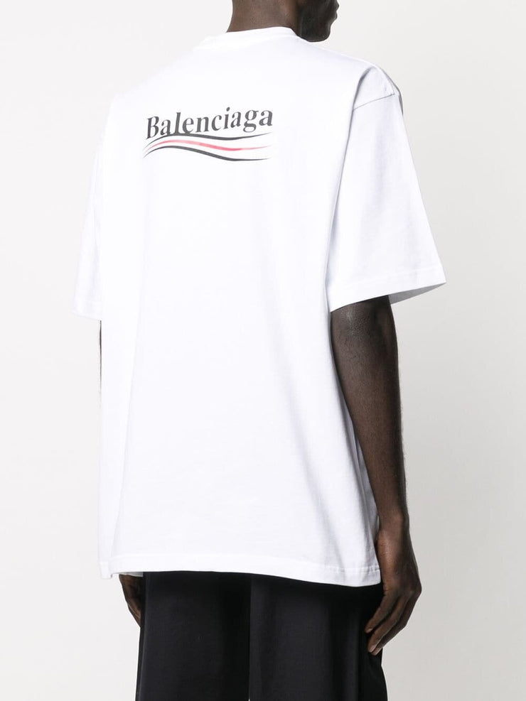 Balenciaga Political Campaign Printed Logo Oversized T-shirt in White