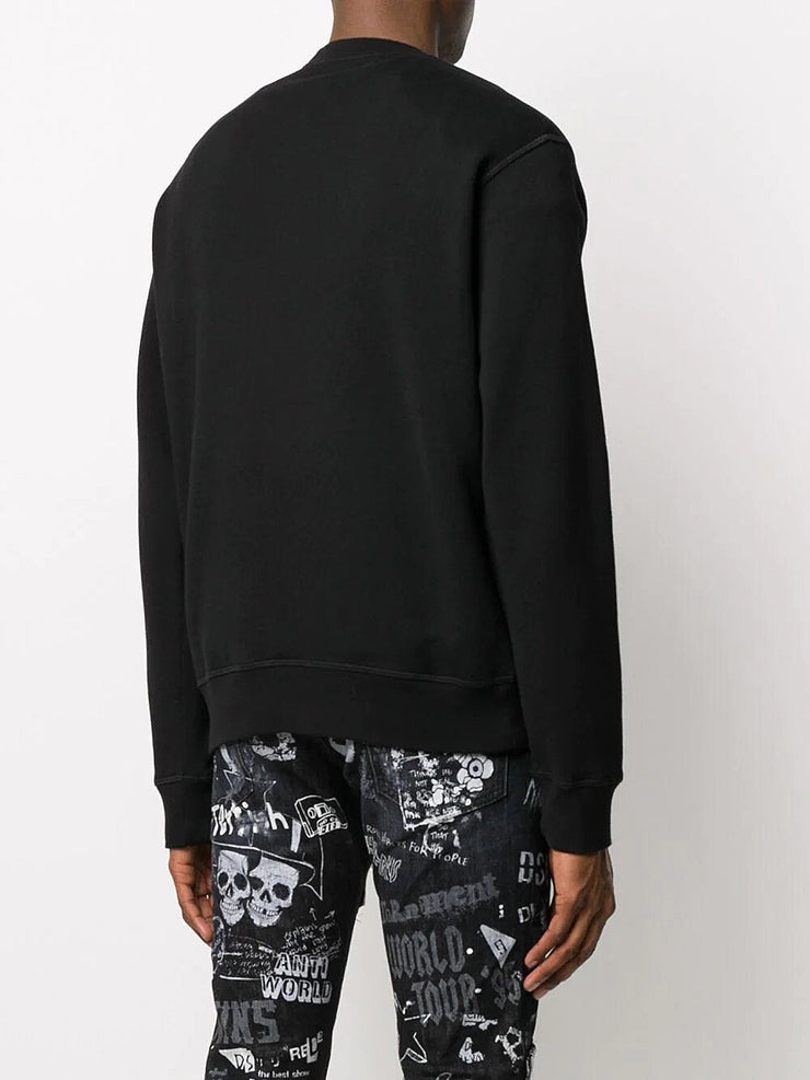 Dsquared2 Mini Icon-print Crew Neck Sweatshirt in Black