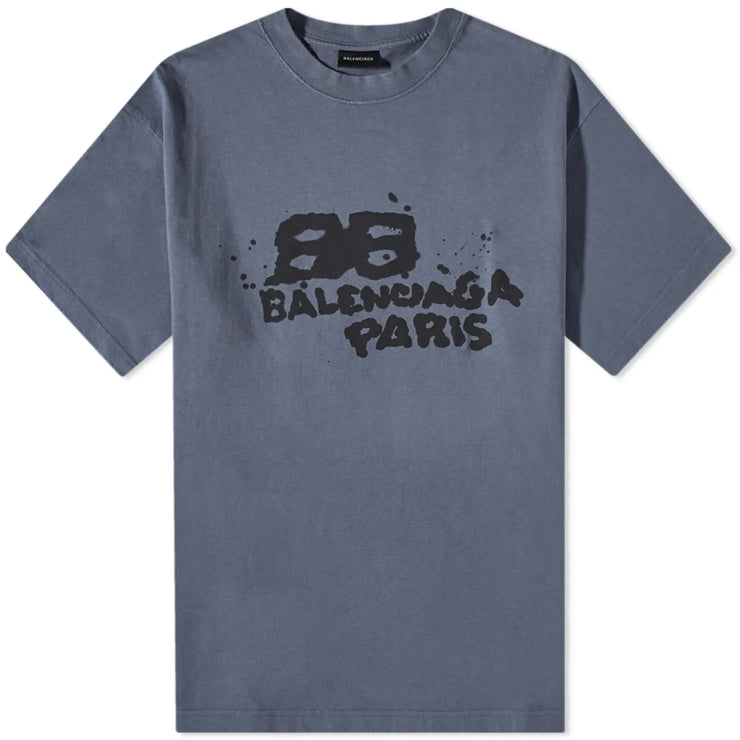 Balenciaga Hand Draw BB Icon Logo T-Shirt in Blue