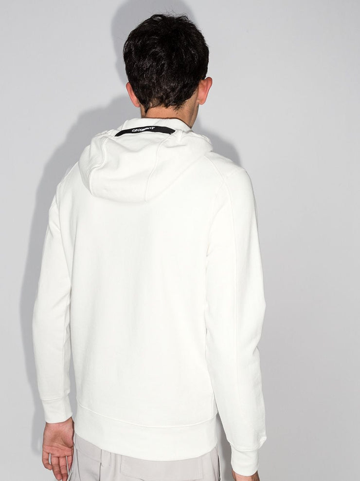 C.P. Company Logo Patch Drawstring Hoodie in White