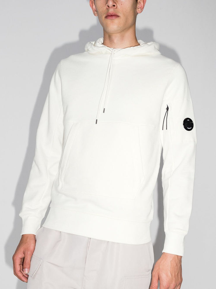 C.P. Company Logo Patch Drawstring Hoodie in White