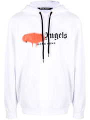 Palm Angels Red Spray Hong Kong Hoodie White