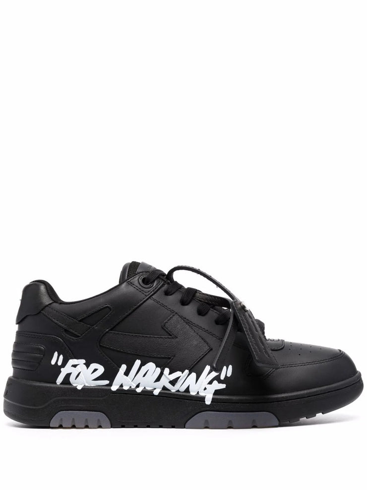 Off-White Out of Office "For Walking" Leather Trainers in Black