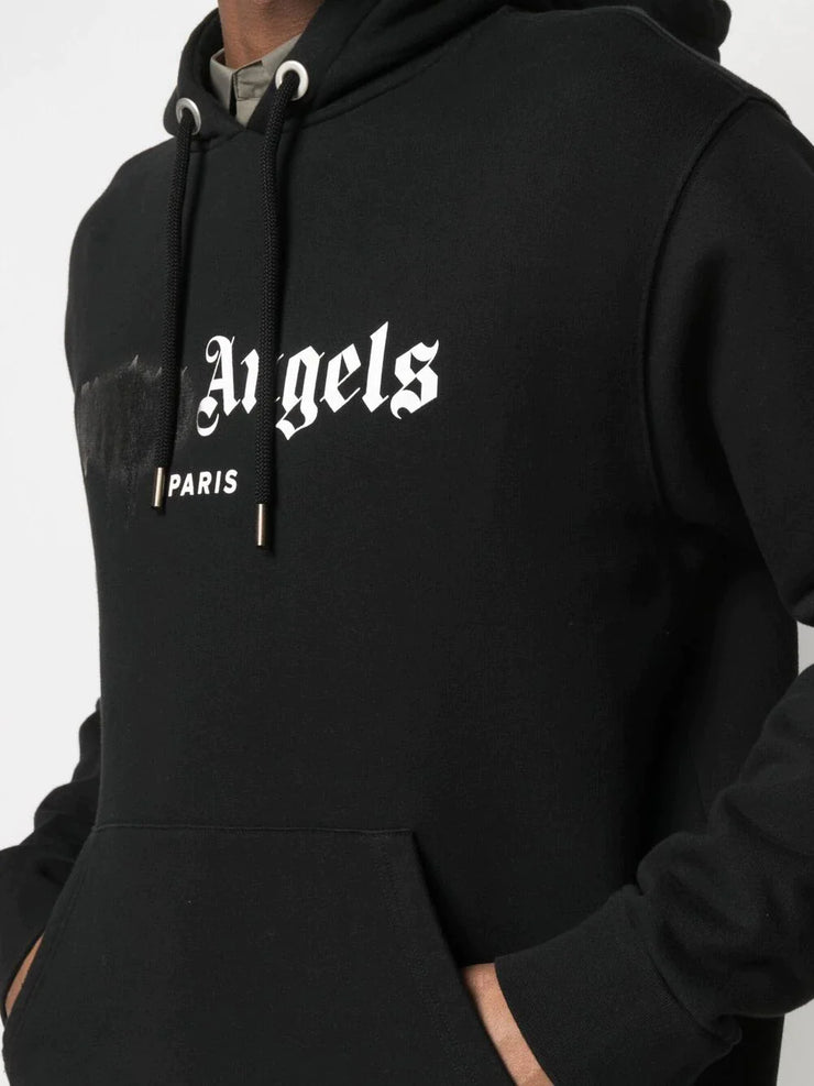 Palm Angels Paris Sprayed Logo Black Hoodie