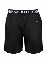 Dolce & Gabbana Logo Waistband Swim Shorts in Black