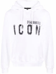 Dsquared2 Icon Paint-splatter Cotton Hoodie White