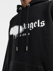 Palm Angels Las Vegas White Spray Print Hoodie Black