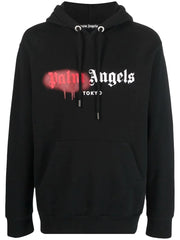 Palm Angels Red Tokyo Sprayed Hoodie Black