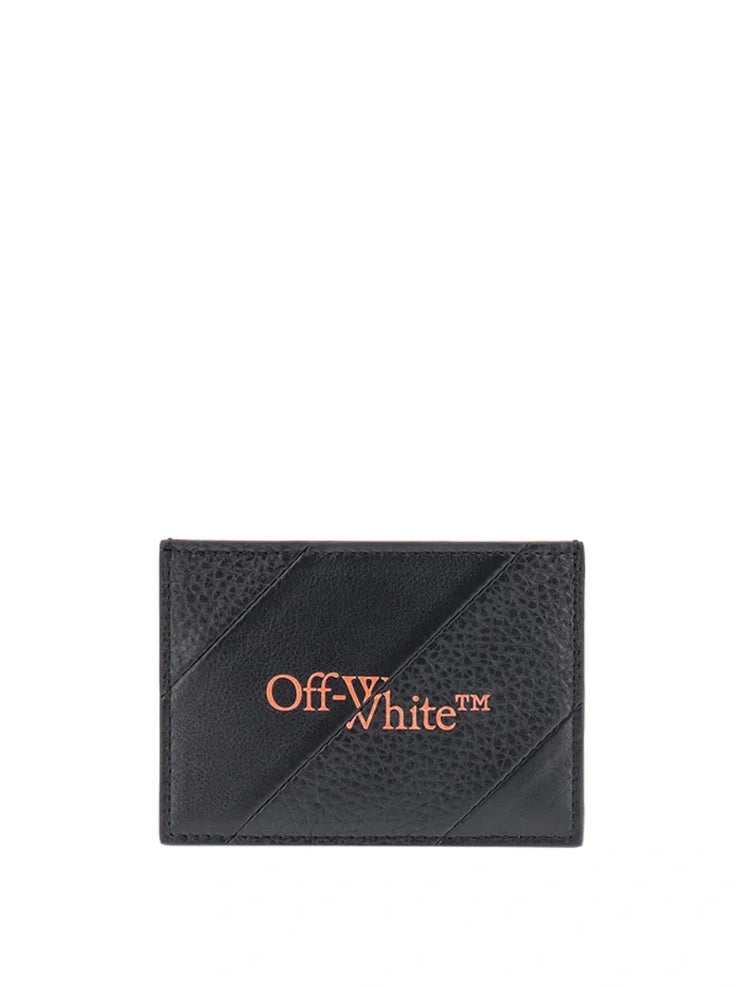 Off-White Intarsia Card Holder in Black