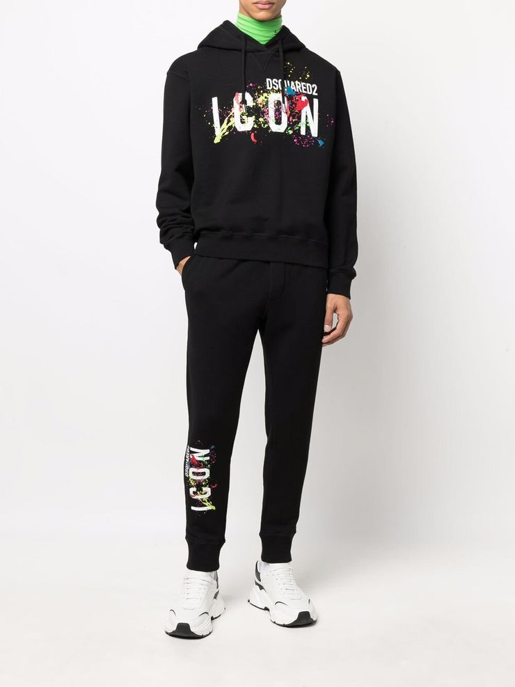 Dsquared2 Icon Splattered Hoodie Black