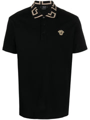 Versace Greca Collar Polo Shirt Black