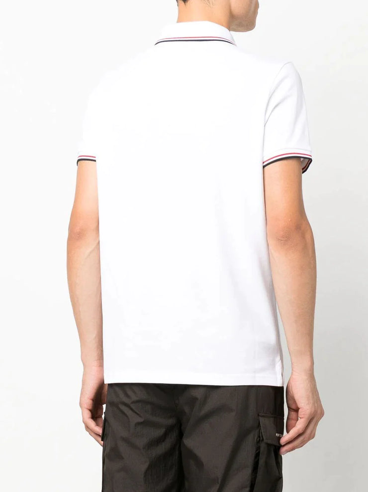 Moncler Maglia Logo Patch Polo Shirt in White