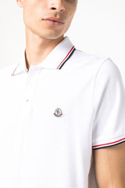 Moncler Maglia Logo Patch Polo Shirt in White