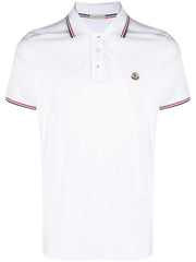 Moncler Maglia Logo Patch Polo Shirt in White