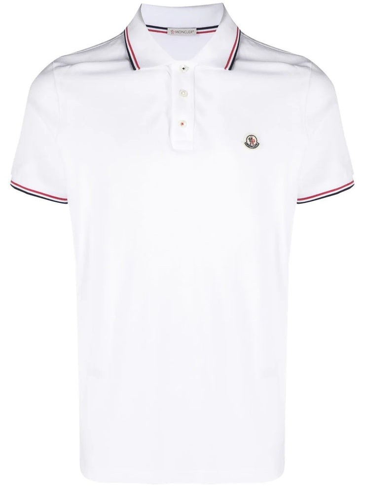 Moncler Maglia Logo Patch Polo Shirt in White