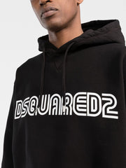 Dsquared2 Outline logo-print Cotton Hoodie Black