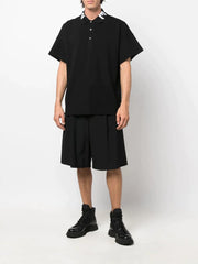 Alexander McQueen Graffiti Collar Logo Oversized Polo in Black