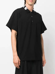 Alexander McQueen Graffiti Collar Logo Oversized Polo in Black