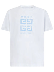 Givenchy 4G Stars Blue logo printed T-Shirt in White