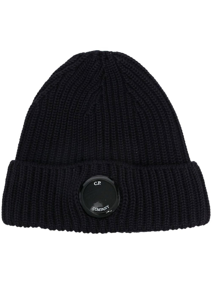 C.P. Company Extra Fine Merino Wool Beanie in Total Eclipse Blue