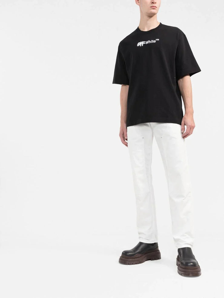 Off-White Spray Helvetica Logo Print T-Shirt in Black