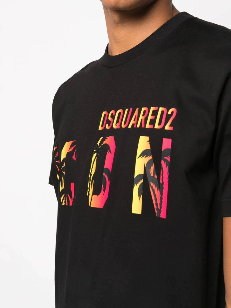 Dsquared2 Icon Tropical logo-print T-shirt Black