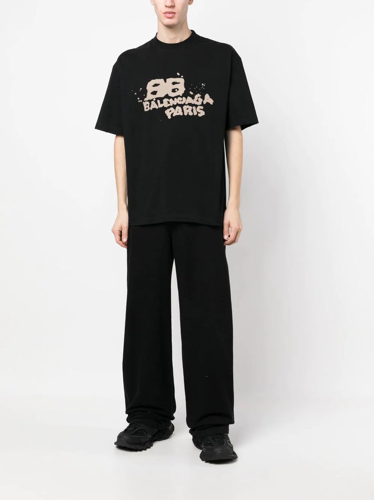 Balenciaga Hand Draw BB Icon Logo T-Shirt in Black