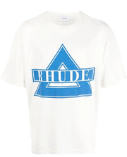 Rhude Blue Triangle Logo Print in White