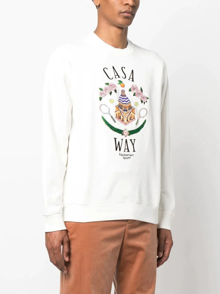 Casablanca Casa Way Embroidered Sweatshirt in White