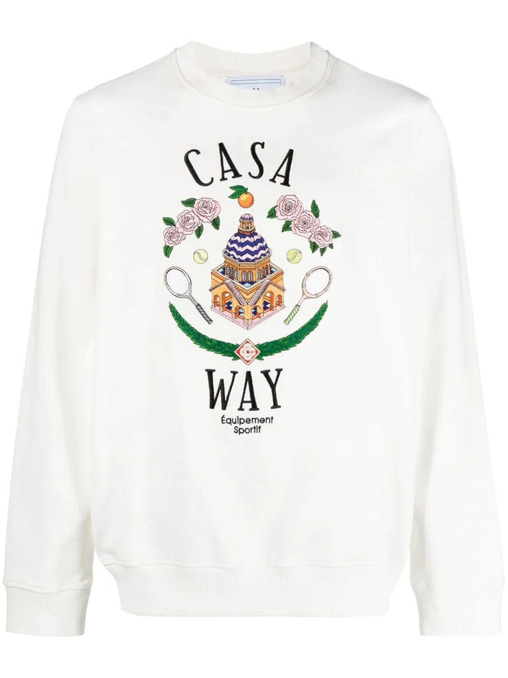 Casablanca Casa Way Embroidered Sweatshirt in White