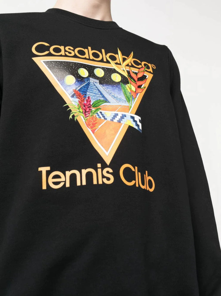 Casablanca Tennis Club Icon Printed Sweatshirt in Black