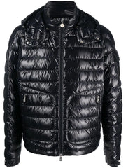 Moncler Lauros Logo Padded Down Coat in Navy Blue