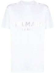 Balmain Silver Print T-Shirt in White