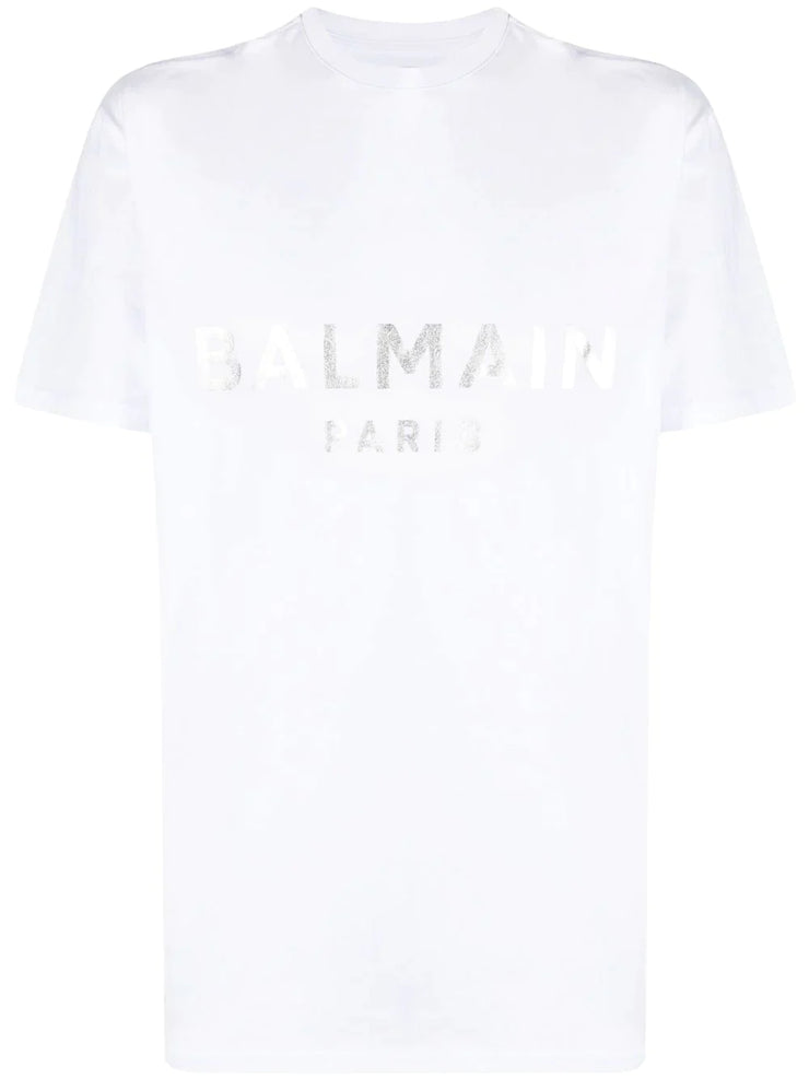 Balmain Silver Print T-Shirt in White