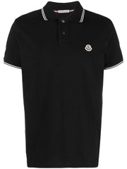 Moncler Maglia Logo Patch Polo Shirt in Black