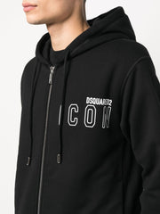 Dsquared2 Outline Icon logo Zipped Hooded Jacket in Black