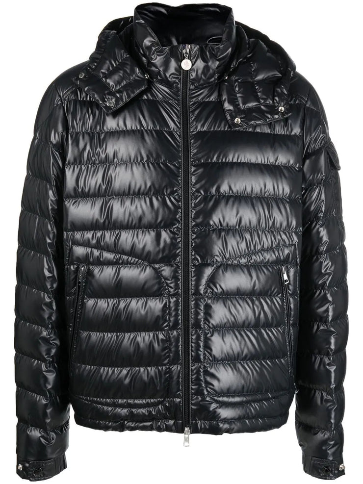 Moncler Lauros Logo Padded Down Coat in Black