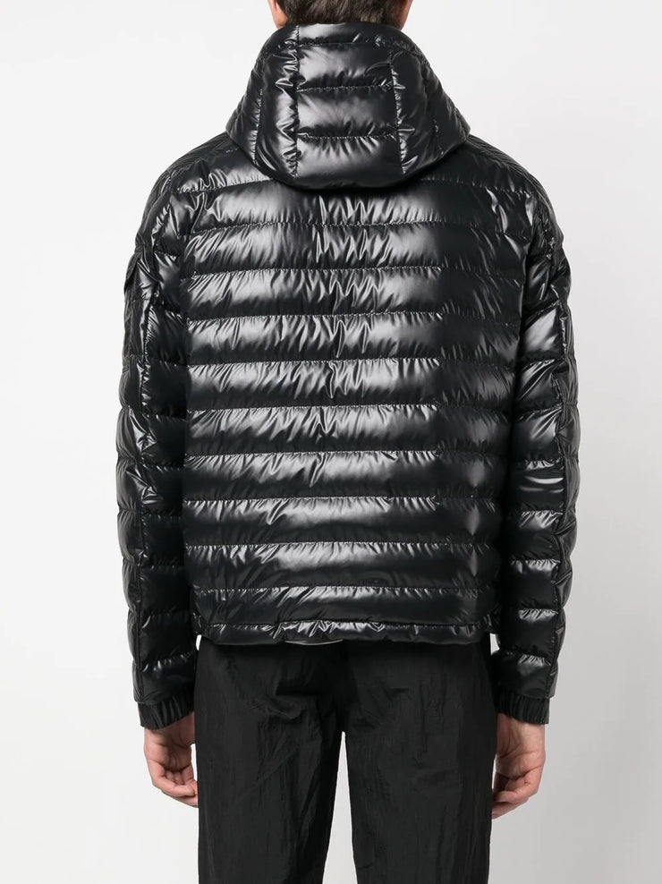 Moncler Lauros Logo Padded Down Coat in Black