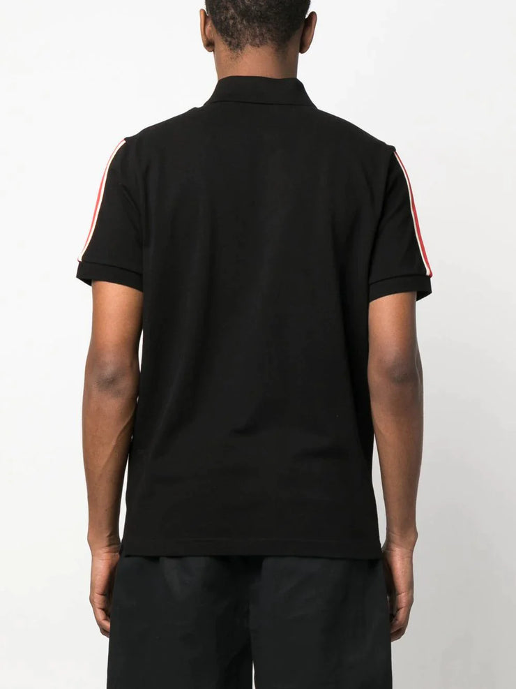 Moncler Stripe Sleeve Tape Polo in Black