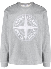 Stone Island Stitches Four Embroidered Logo Sweatshirt in Grey