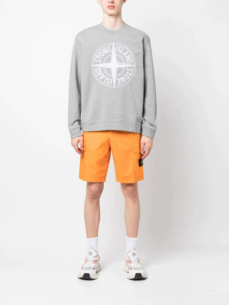 Stone Island Stitches Four Embroidered Logo Sweatshirt in Grey