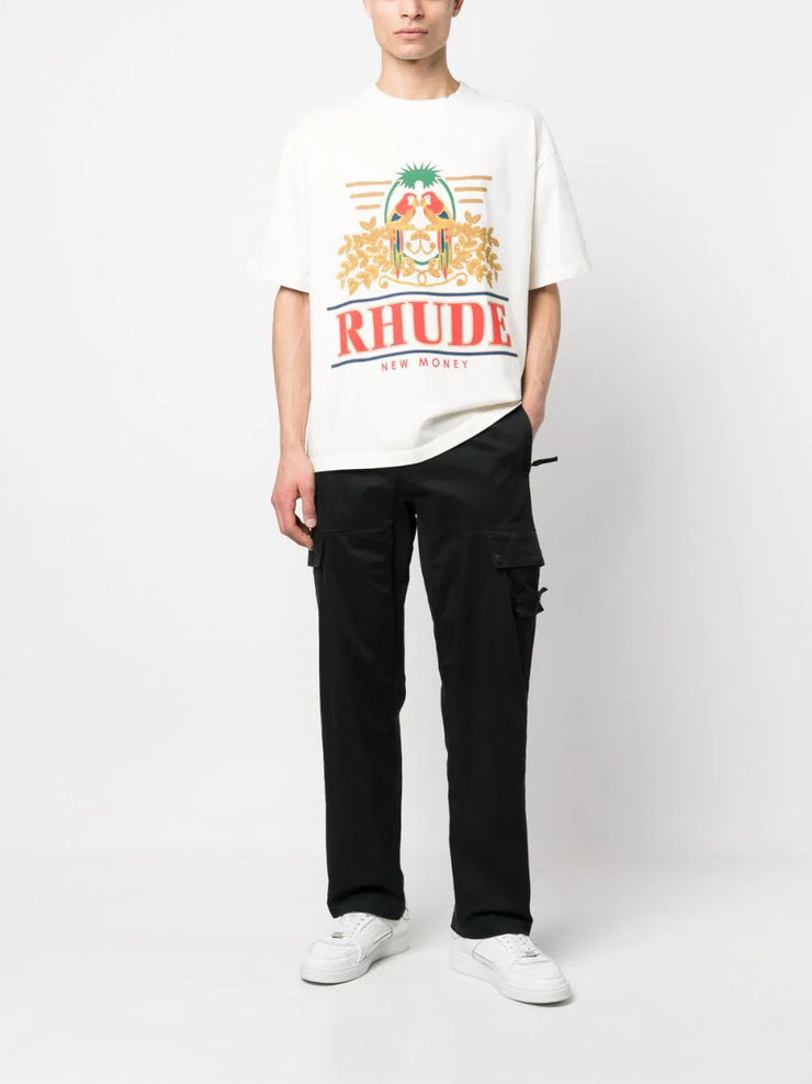 Rhude Parakeet New Money Printed T-Shirt in White