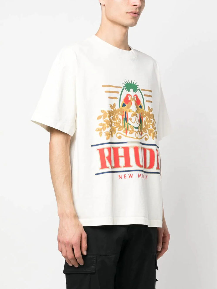 Rhude Parakeet New Money Printed T-Shirt in White