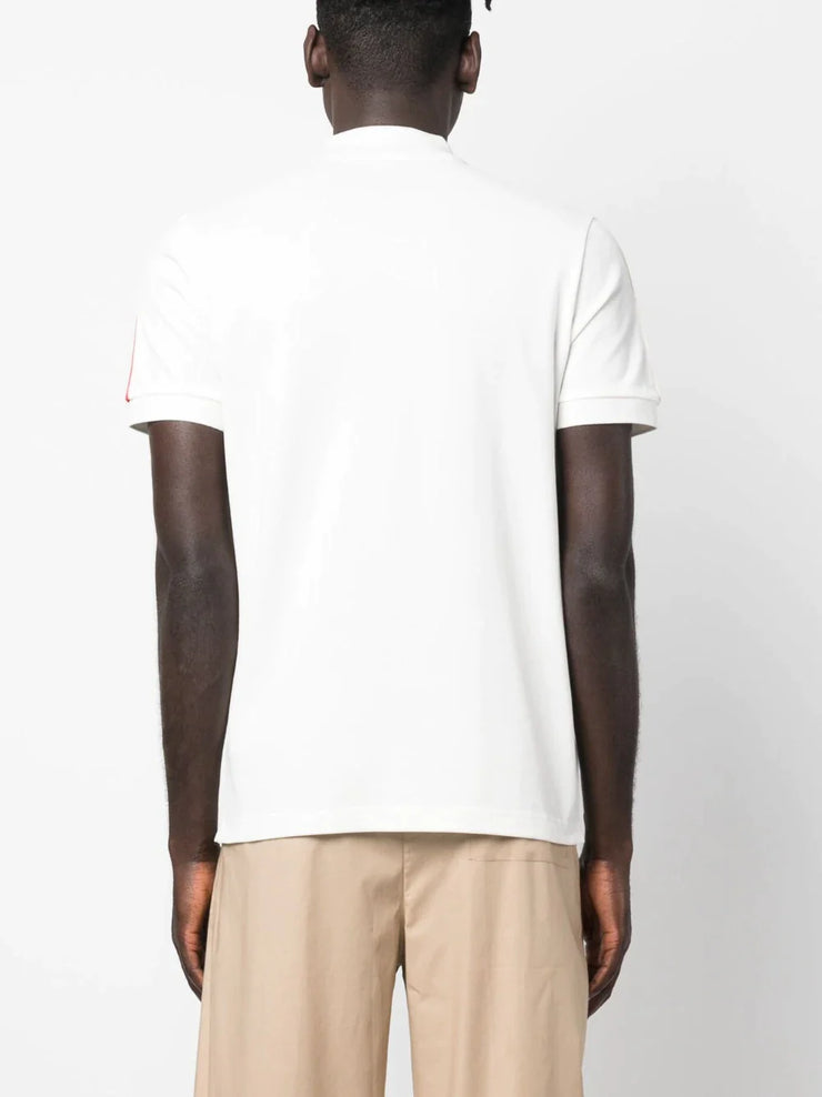 Moncler Stripe Sleeve Tape Polo in White