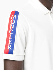 Moncler Stripe Sleeve Tape Polo in White