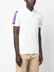 Moncler Stripe Sleeve Tape Polo in White